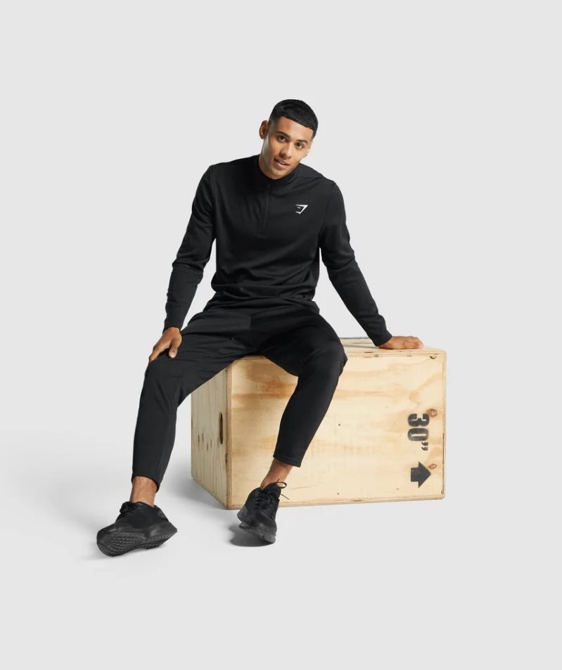 Men's Gymshark Arrival 1/4 Zip Sweatshirts Black | NZ 8IJBOT